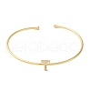 Rack Plating Brass Micro Pave Clear Cubic Zirconia Letter Open Cuff Bangles BJEW-A018-01G-T-2