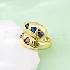 Brass Micro Pave Cubic Zirconia Adjustable Cuff Rings for Women RJEW-U053-01G-3