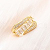 Brass Micro Pave Clear Cubic Zirconia Finger Rings for Women RJEW-U047-12G-1