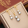 Heart & Gourd Stainless Steel & Plastic Imitation Pearl Pendant Necklace & Stud Dangle Earring FS-WGB6B23-02-1