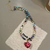 Bohemian Glass Heart Pendant Necklaces for Women FS-WG4E31E-01-1