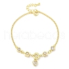 Brass Micro Pave Clear Cubic Zirconia Charm Bracelets for Women BJEW-C083-01C-G-4