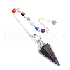 CHGCRAFT 1Pc Natural Amethyst Hexagonal Pointed Dowsing Pendulums G-CA0001-70A-1