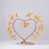 Natural Citrine Chips Love Heart Tree Decorations DJEW-P017-B02-1