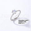 Mother's Day Rings Flat Round Platinum Brass Adjustable Ring with Cubic Zirconia EG7863-4-1