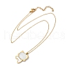 304 Stainless Steel Pave Natural White Shell Cute Cat Shaped Pendant Necklaces for Women NJEW-F339-01G-2