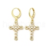 Cross Real 18K Gold Plated Brass Dangle Leverback Earrings EJEW-L268-036G-03-1