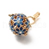 Alloy Crystal Rhinestone Bead Cage Pendants ENAM-M047-02G-A-3