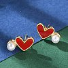 Heart Brass Stud Earrings EJEW-C141-01G-03-3