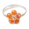 Flower Natural Green Aventurine & Carnelian & Amethyst & Apatite Finger Rings RJEW-TA00158-4