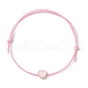 2Pcs 2 Style Heart & Skeleton Key Alloy Enamel Braided Bead Bracelets Set BJEW-JB09771-4