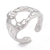 304 Stainless Steel Wide Hollow Open Cuff Ring for Women RJEW-G275-04P-1