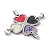 201 Stainless Steel with Glass Connector Charms STAS-Q342-09P-2