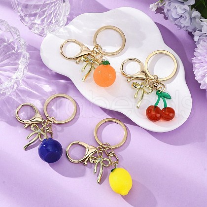 4Pcs 4 Styles Fruit Acrylic/Resin Pendant Keychain KEYC-JKC01196-1