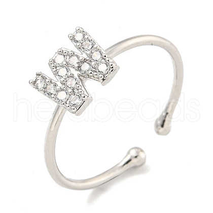 Rack Plating Brass Open Cuff Rings for Women RJEW-F162-02P-W-1
