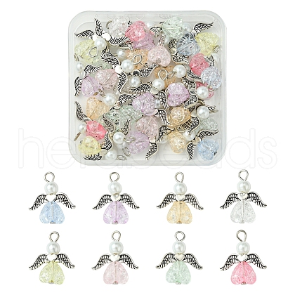 30Pcs Angel Acrylic & Glass Pendant PALLOY-FZ00016-1