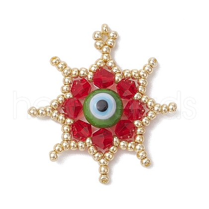 Glass Seed Beaded Star Pendants PALLOY-MZ00624-03-1