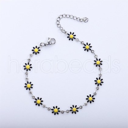 Daisy Alloy Enamel Link Chain Bracelets for Women FS-WGBA8A6-02-1