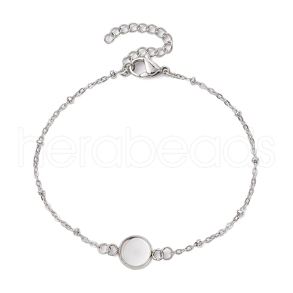 304 Stainless Steel Round Cabochon Setting Bracelets BJEW-JB11092-02-1