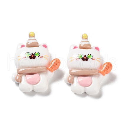 Cartoon White Cat Resin Decoden Cabochons CRES-R203-01A-1