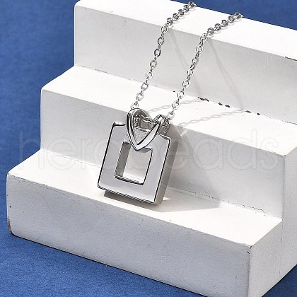 304 Stainless Steel Heart Square Urn Ashes Necklaces STAS-Z106-07P-1
