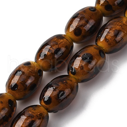 Handmade Gold Sand Lampwork Beads Strands LAMP-Q045-06A-1