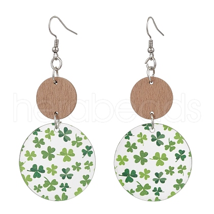 Acrylic and Poplar Stud Earrings EJEW-JE06337-1