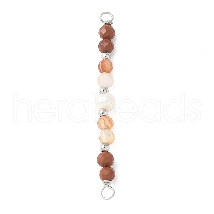 Faceted Round Natural Carnelian & Red Jasper & Potato Natural Cultured Freshwater Pearl Beaded Connector Charms PALLOY-JF03532-01-1