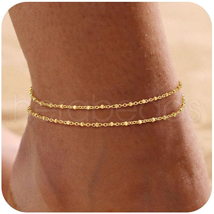 Brass Layered Satellite Chain Double Layer Anklets for Women FS-WG032DF-01-1