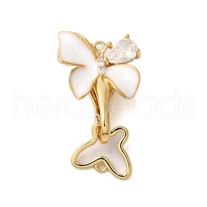 Brass Micro Pave Clear Cubic Zirconia Fold Over Clasps KK-S382-16G-1