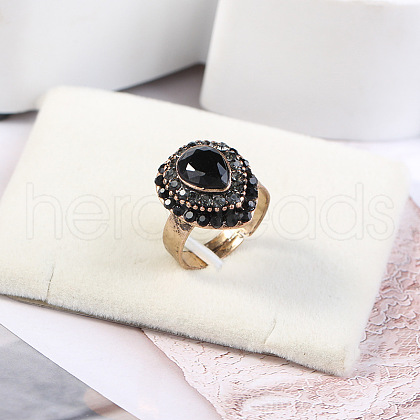 Teardrop Zinc Alloy & Rhinestone & Resin Finger Rings FS-WGCEC00-01-1