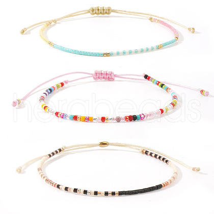 Bohemian Glass Seed Bead Rainbow Friendship Bracelets RZ3396-6-1