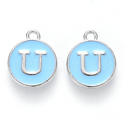 Platinum Plated Alloy Enamel Charms ENAM-S118-04U-P-1