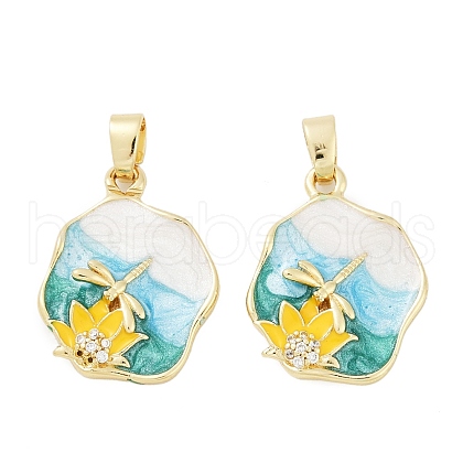 Brass Micro Pave Clear Cubic Zirconia Pendants KK-L235-05D-G-1