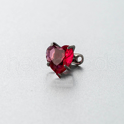 Stainless Steel Cubic Zirconia Heart Dermal Anchor Base/Top for Women Men WGF2D58-01-1
