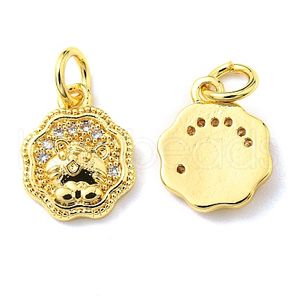 Rack Plating Brass Micro Pave Cubic Zirconia Charms KK-D036-15G-1