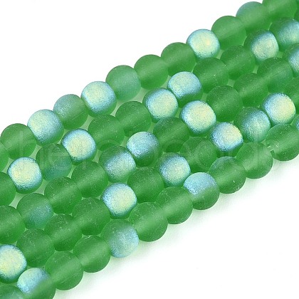 Frosted Transparent Glass Beads Strands GLAA-T032-T4mm-MBB07-1