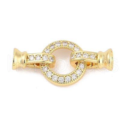 Brass Micro Pave Clear Cubic Zirconia Fold Over Clasps KK-M311-13G-1