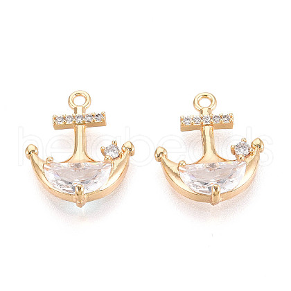 Brass Micro Pave Cubic Zirconia Pendants KK-N267-03A-G-1