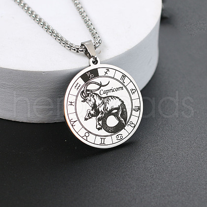 201 Stainless Steel Pendant Necklaces with Alloy Box Chain WGA45A6-10-1