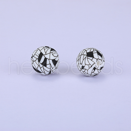 Printed Round Silicone Focal Beads SI-JX0056A-23-1