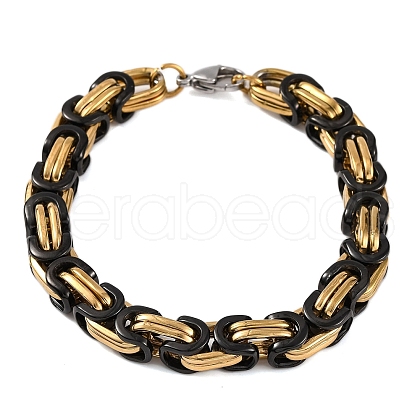 201 Stainless Steel Byzantine Chain Bracelets BJEW-B078-60GEB-1