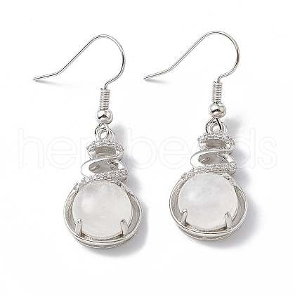 Natural Quartz Crystal Gourd Dangle Earrings with Crystal Rhinestone EJEW-A092-04P-22-1