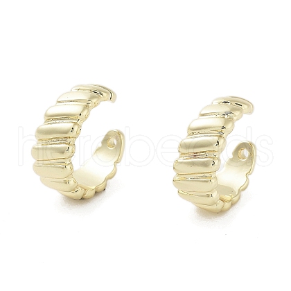 Rack Plating Brass Cuff Ring Finding EJEW-C081-15G-1
