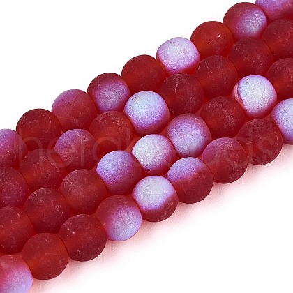 Frosted Transparent Glass Beads Strands GLAA-T032-T6mm-MBB20-1
