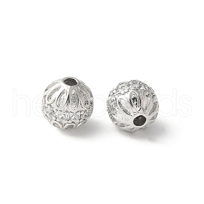 Brass Micro Pave Cubic Zirconia Beads KK-U067-06P-02-1