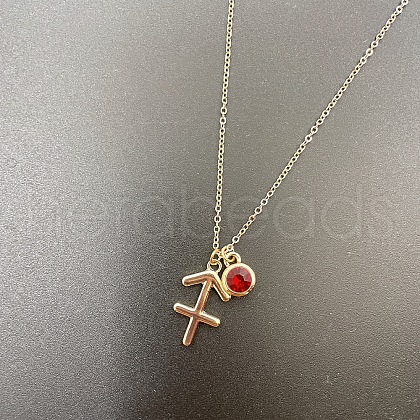 Alloy Light Siam Rhinestone Constellation Pendant Necklaces for Women Men WG398AA-11-1