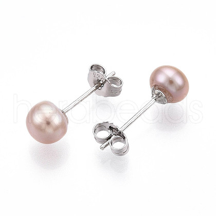 Pearl Ball Stud Earrings EJEW-Q701-01A-02-1