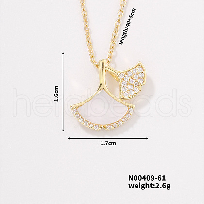 Brass Rhinestone Leaf Pendant Necklaces for Women RX9278-1-1