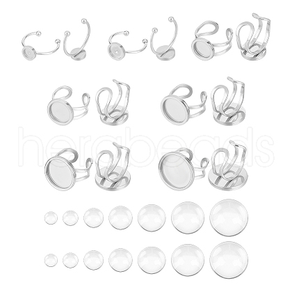 Unicraftale 201 Stainless Steel Cuff Pad Ring Settings DIY-UN0055-90-1
